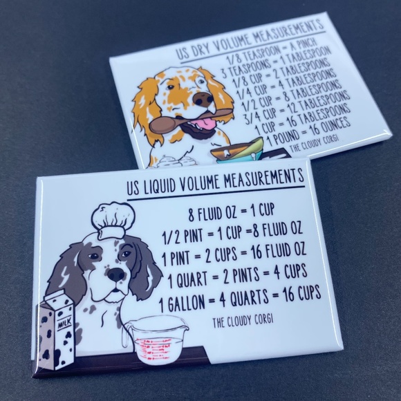 English Setter Dog Measuring Chart Magnet Set Handmade Cooking Baking  Guide - Picture 5 of 6